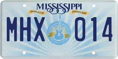 MS license plate MHX014