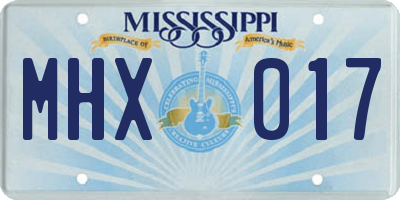 MS license plate MHX017