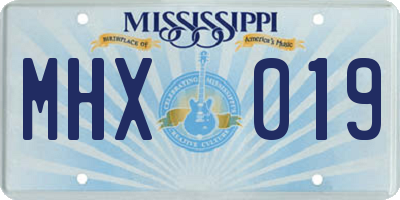 MS license plate MHX019
