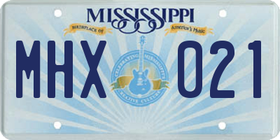 MS license plate MHX021