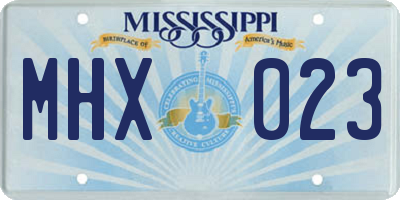 MS license plate MHX023