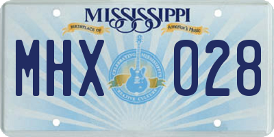 MS license plate MHX028