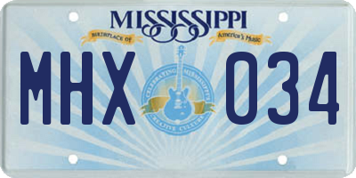 MS license plate MHX034