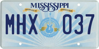 MS license plate MHX037