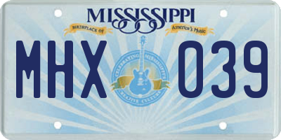 MS license plate MHX039