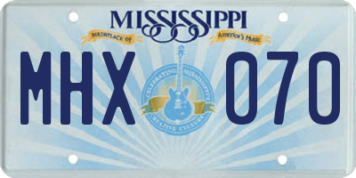 MS license plate MHX070