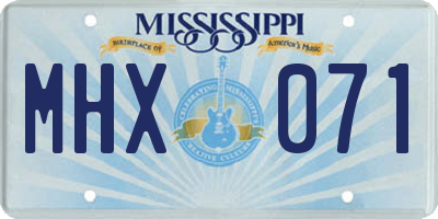 MS license plate MHX071