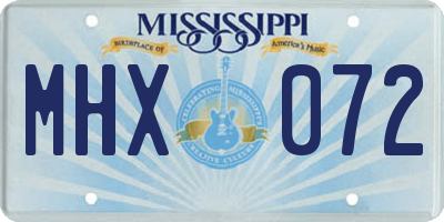 MS license plate MHX072