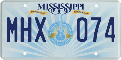 MS license plate MHX074