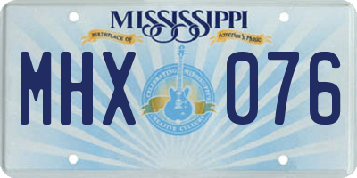 MS license plate MHX076