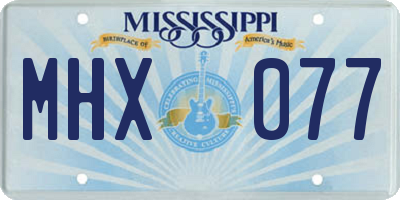 MS license plate MHX077