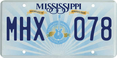 MS license plate MHX078