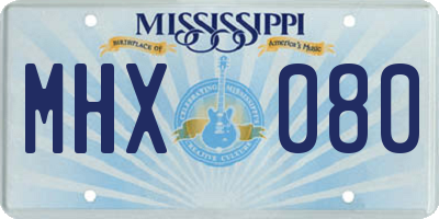 MS license plate MHX080