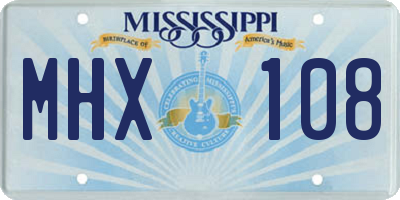 MS license plate MHX108