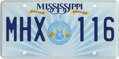MS license plate MHX116