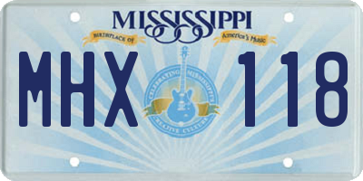 MS license plate MHX118