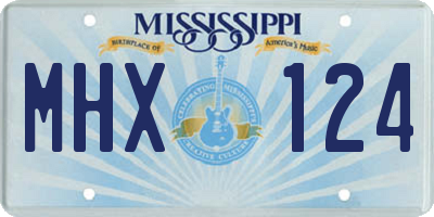 MS license plate MHX124