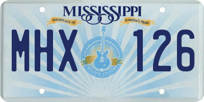 MS license plate MHX126