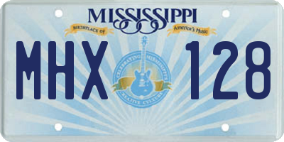 MS license plate MHX128