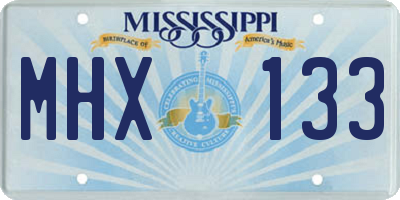 MS license plate MHX133