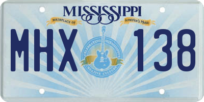 MS license plate MHX138
