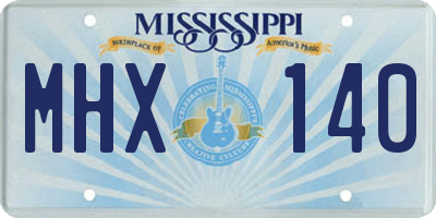 MS license plate MHX140