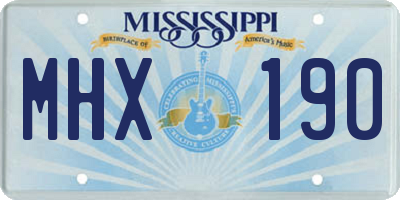 MS license plate MHX190