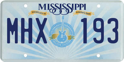 MS license plate MHX193