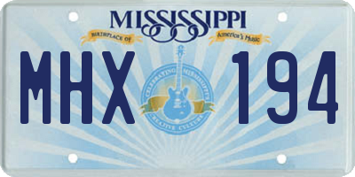 MS license plate MHX194