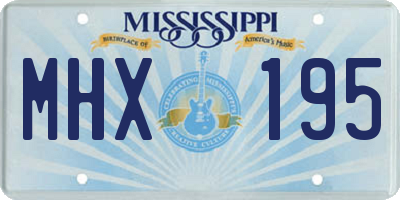 MS license plate MHX195