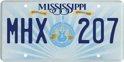 MS license plate MHX207
