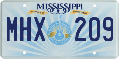 MS license plate MHX209