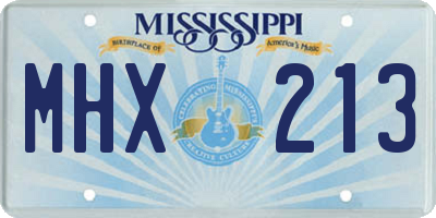 MS license plate MHX213