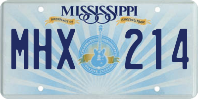 MS license plate MHX214