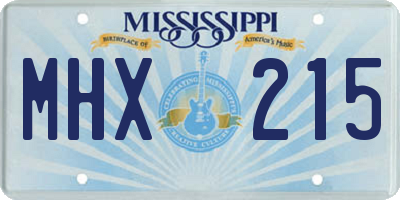 MS license plate MHX215