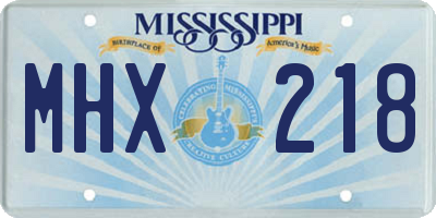 MS license plate MHX218