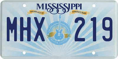 MS license plate MHX219