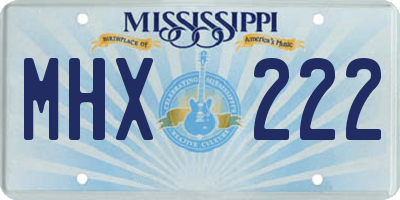 MS license plate MHX222