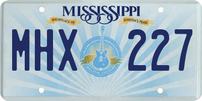 MS license plate MHX227