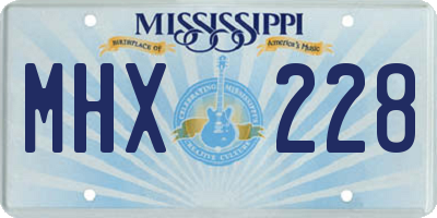MS license plate MHX228