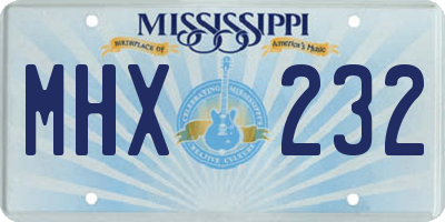 MS license plate MHX232