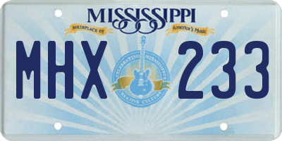 MS license plate MHX233