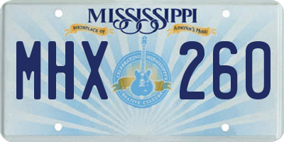 MS license plate MHX260