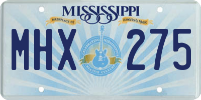 MS license plate MHX275
