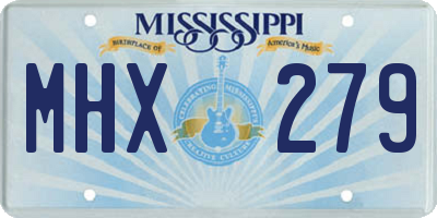 MS license plate MHX279