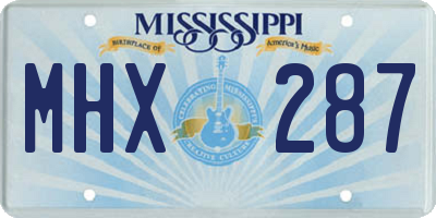 MS license plate MHX287