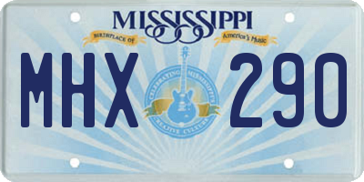 MS license plate MHX290