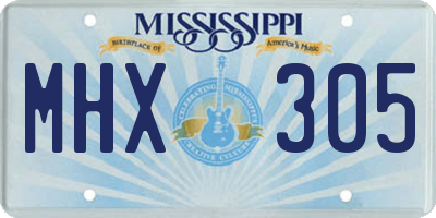 MS license plate MHX305