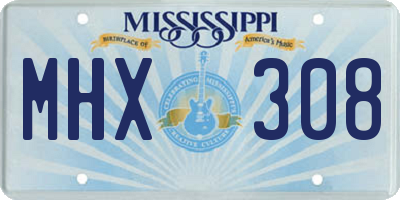 MS license plate MHX308