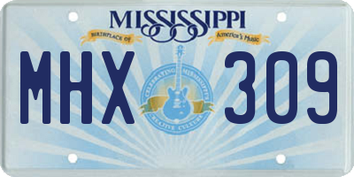 MS license plate MHX309
